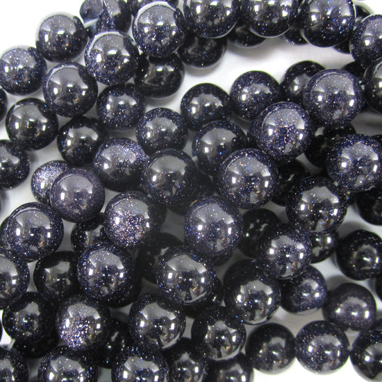 Blue Goldstone Round Beads Gemstone 14.5" Strand Sandstone 4mm 6mm 8mm 10mm - Eagle Beadz