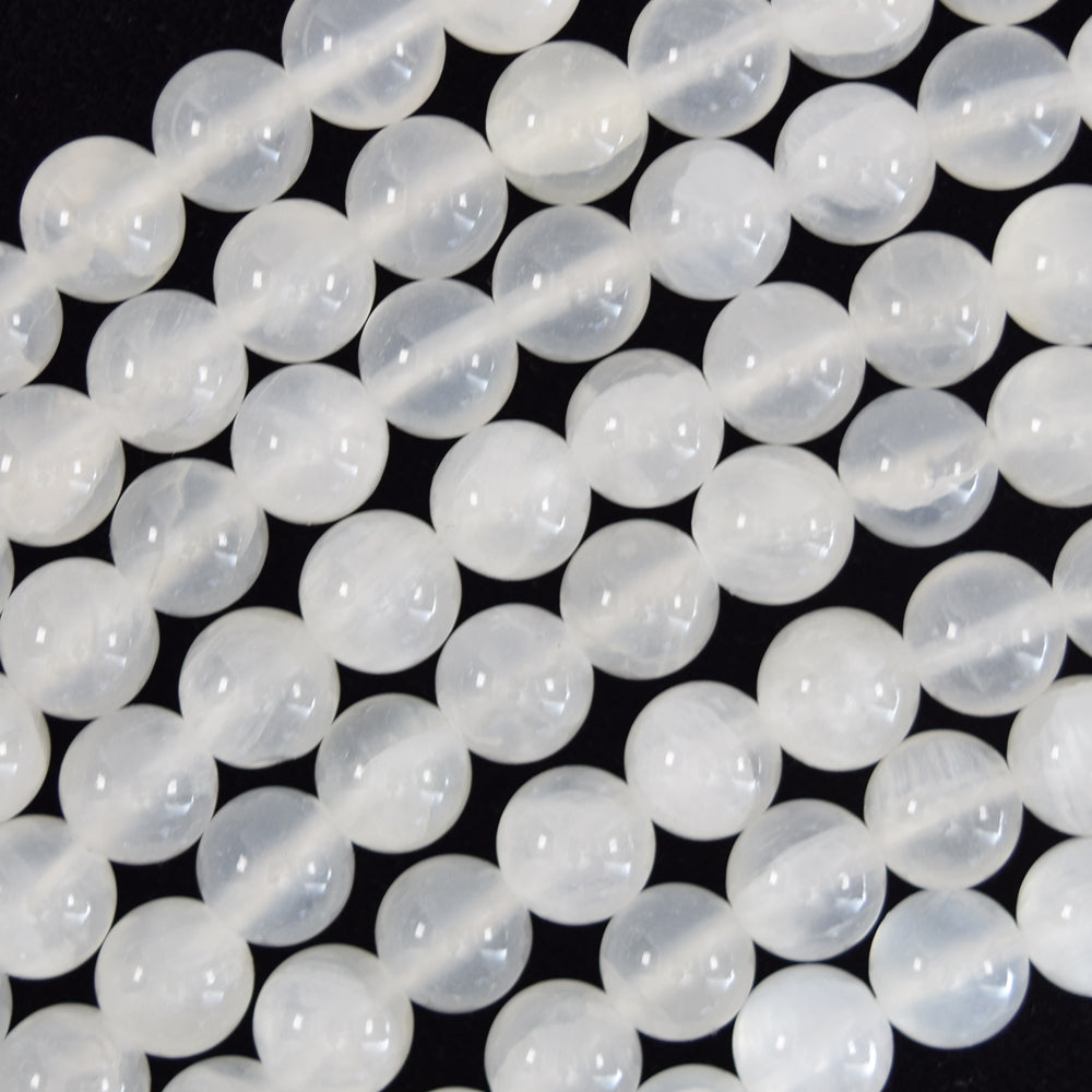Natural White Selenite Round Beads Gemstone 15.5" strand 4mm 6mm 8mm 10mm 12mm - Eagle Beadz