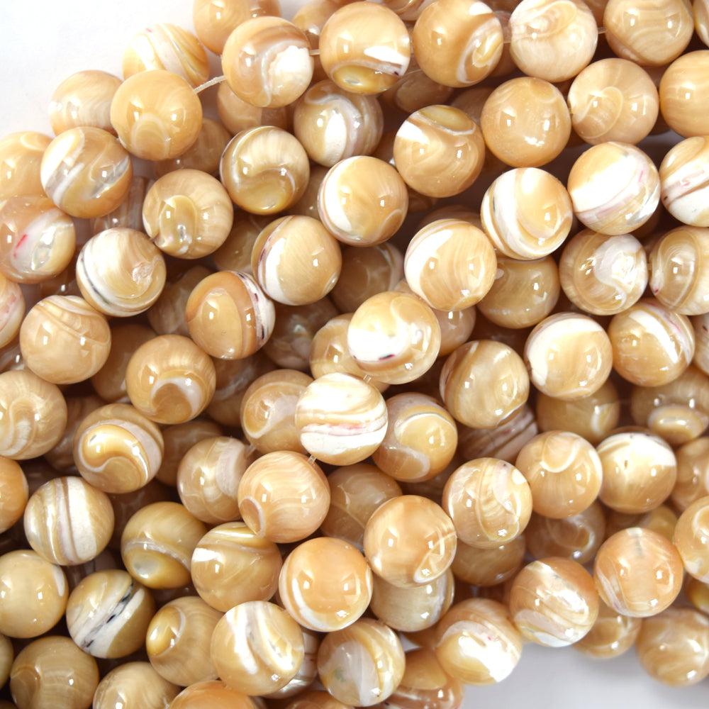 Natural Mother of Pearl MOP Round Beads 15.5" Strand 3mm 4mm 6mm 8mm 10mm - Eagle Beadz