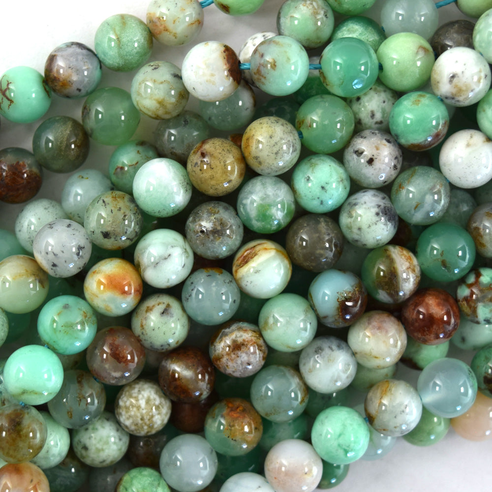 Natural Green Australia Chrysoprase Round Beads Gemstone 15" Strand 6mm 8mm 10mm - Eagle Beadz