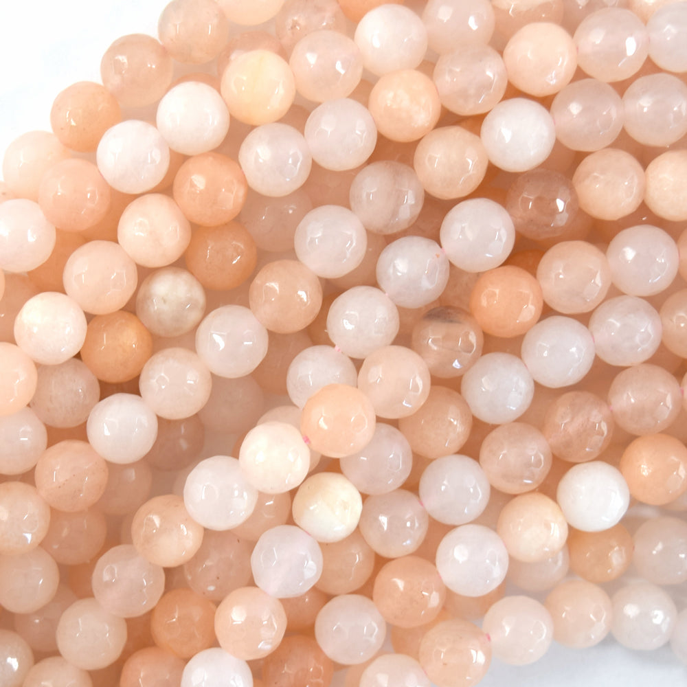 Natural Faceted Peach Aventurine Round Beads 15" Strand 6mm 8mm 10mm 12mm