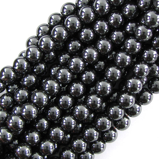 Natural Black Hematite Round Beads 15" Strand 2mm 3mm 4mm 6mm 8mm 10mm 12mm - Eagle Beadz