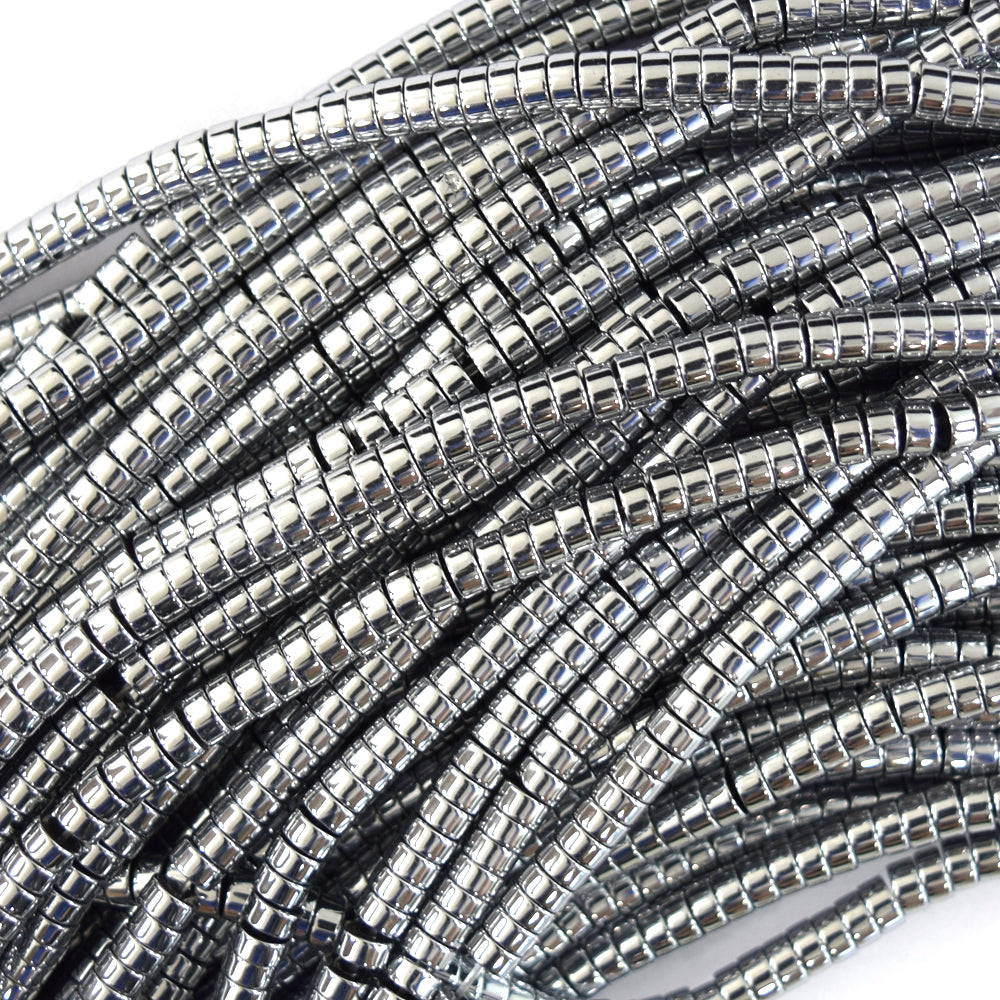 Silver Hematite Heishi Disc Beads Gemstone 15.5" Strand 3mm 4mm 6mm 8mm - Eagle Beadz