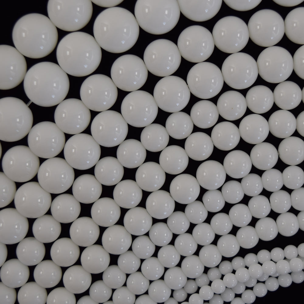 White Jade Round Beads Gemstone 15" Strand 4mm 6mm 8mm 10mm 12mm - Eagle Beadz