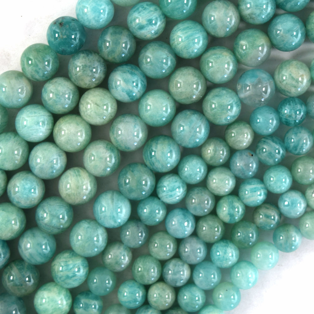 Natural African Green Amazonite Round Beads Gemstone 15" Strand 4mm 6mm 8mm 10mm - Eagle Beadz