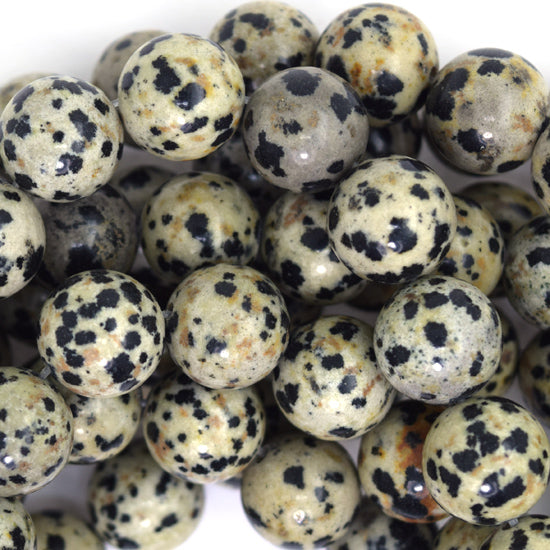 Natural Dalmatian Jasper Round Beads Gemstone 15" Strand 4mm 6mm 8mm 10mm 12mm - Eagle Beadz