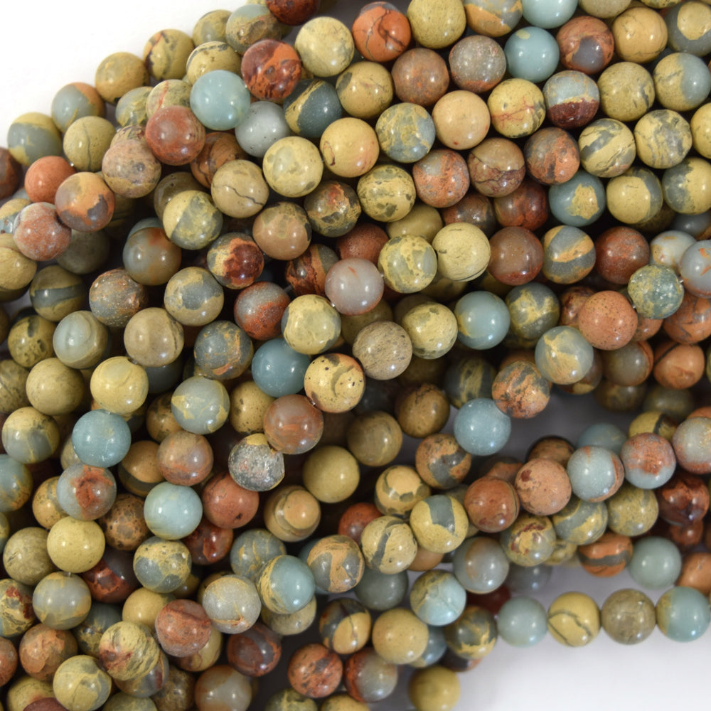 Natural Brown Blue Snake Skin Jasper Round Beads 15" Strand 4mm 6mm 8mm 10mm - Eagle Beadz