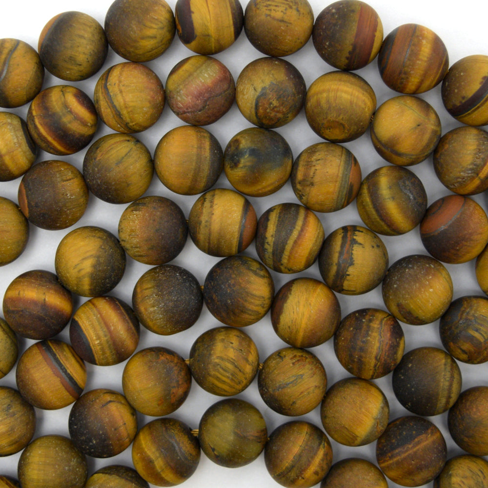 Natural Matte Tiger Eye Round Beads Gemstone 15" Strand 6mm 8mm 10mm - Eagle Beadz