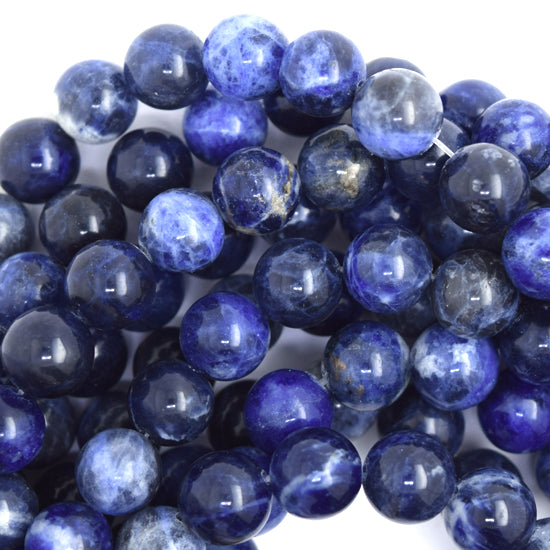 Natural Blue Sodalite Round Beads Gemstone 15" Strand 4mm 6mm 8mm 10mm 12mm - Eagle Beadz