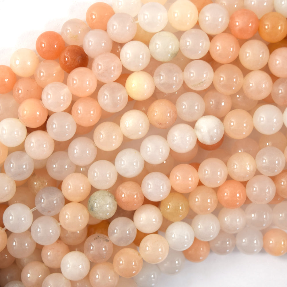 Natural Peach Aventurine Round Beads Gemstone 15" Strand 6mm 8mm 10mm 12mm - Eagle Beadz