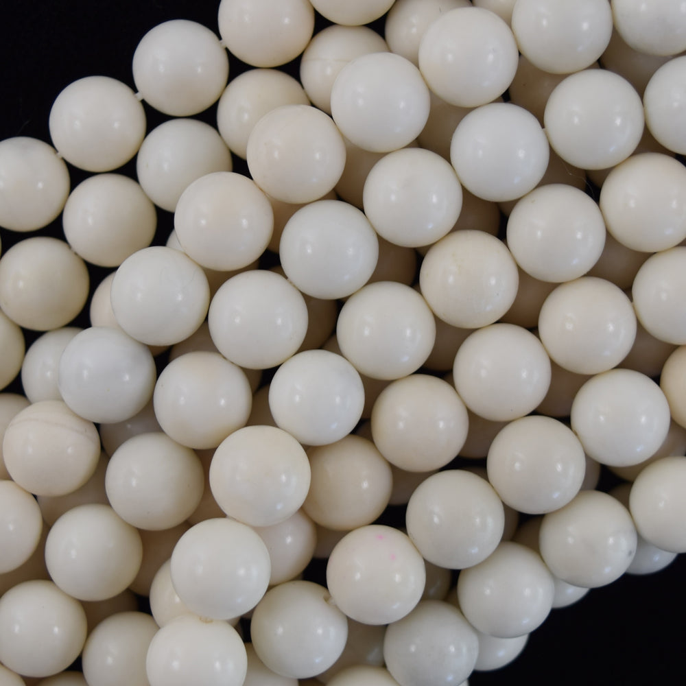 Natural Ivory Jade Round Beads Gemstone 15" Strand 6mm 8mm 10mm - Eagle Beadz