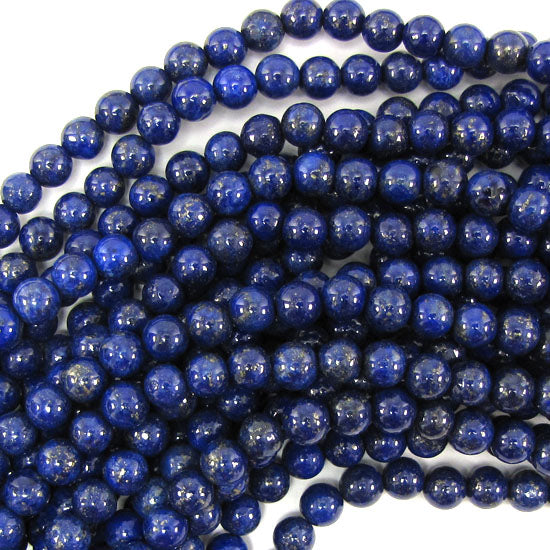 Blue Lapis Lazuli Round Beads 15" Strand 2mm 3mm 4mm 6mm 8mm 10mm 12mm 14mm - Eagle Beadz