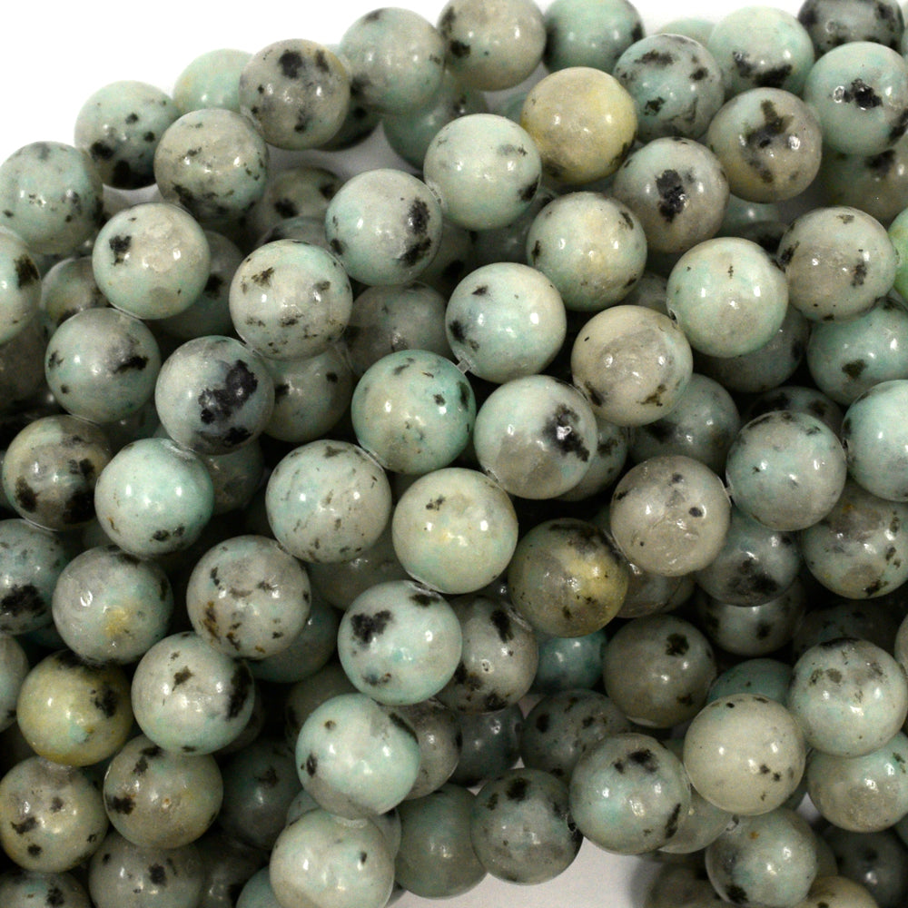 Natural Blue Kiwi Jasper Round Beads 15" Strand Sesame Jasper 6mm 8mm 10mm