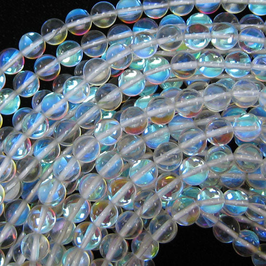 White Mystic Aura Quartz Round Beads Gmestone 14.5" Strand 6mm 8mm 10mm