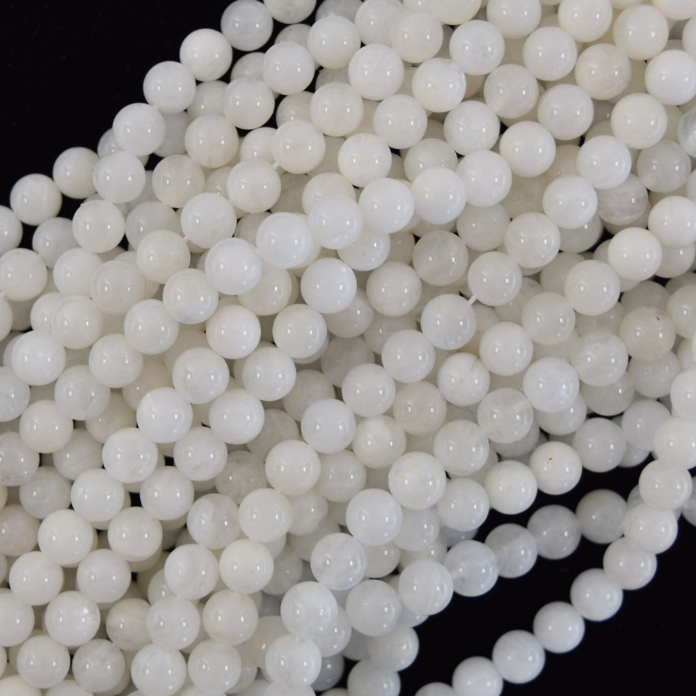 Natural White Moonstone Round Beads 15.5" Strand 4mm 6mm 8mm 10mm S1 - Eagle Beadz