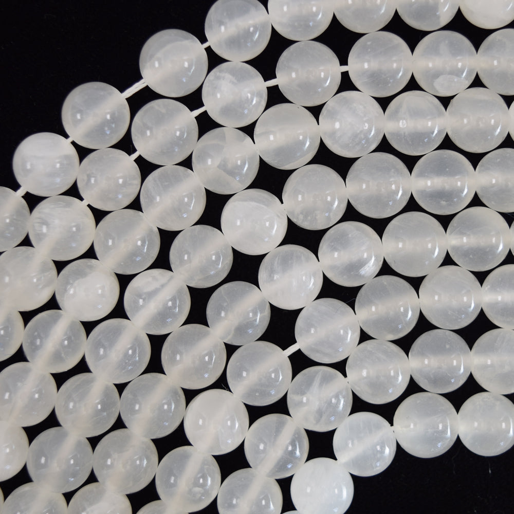 Natural White Selenite Round Beads Gemstone 15.5" strand 4mm 6mm 8mm 10mm 12mm - Eagle Beadz