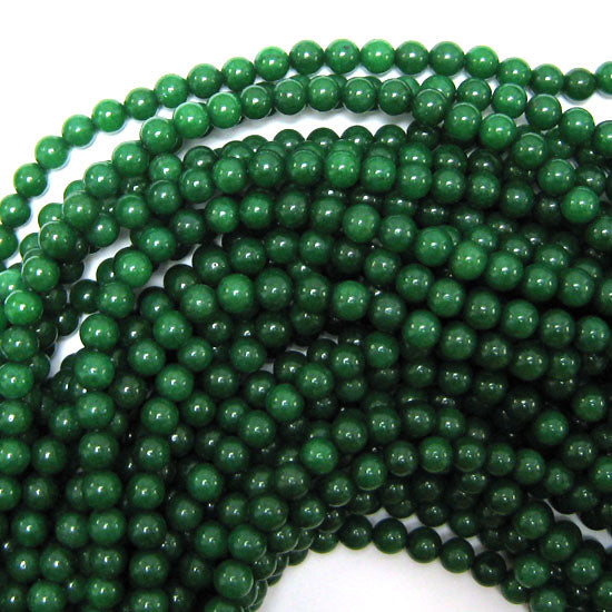 Emerald Green Colored Jade Round Beads Gemstone 15" Strand 4mm 6mm 8mm 10mm 12mm