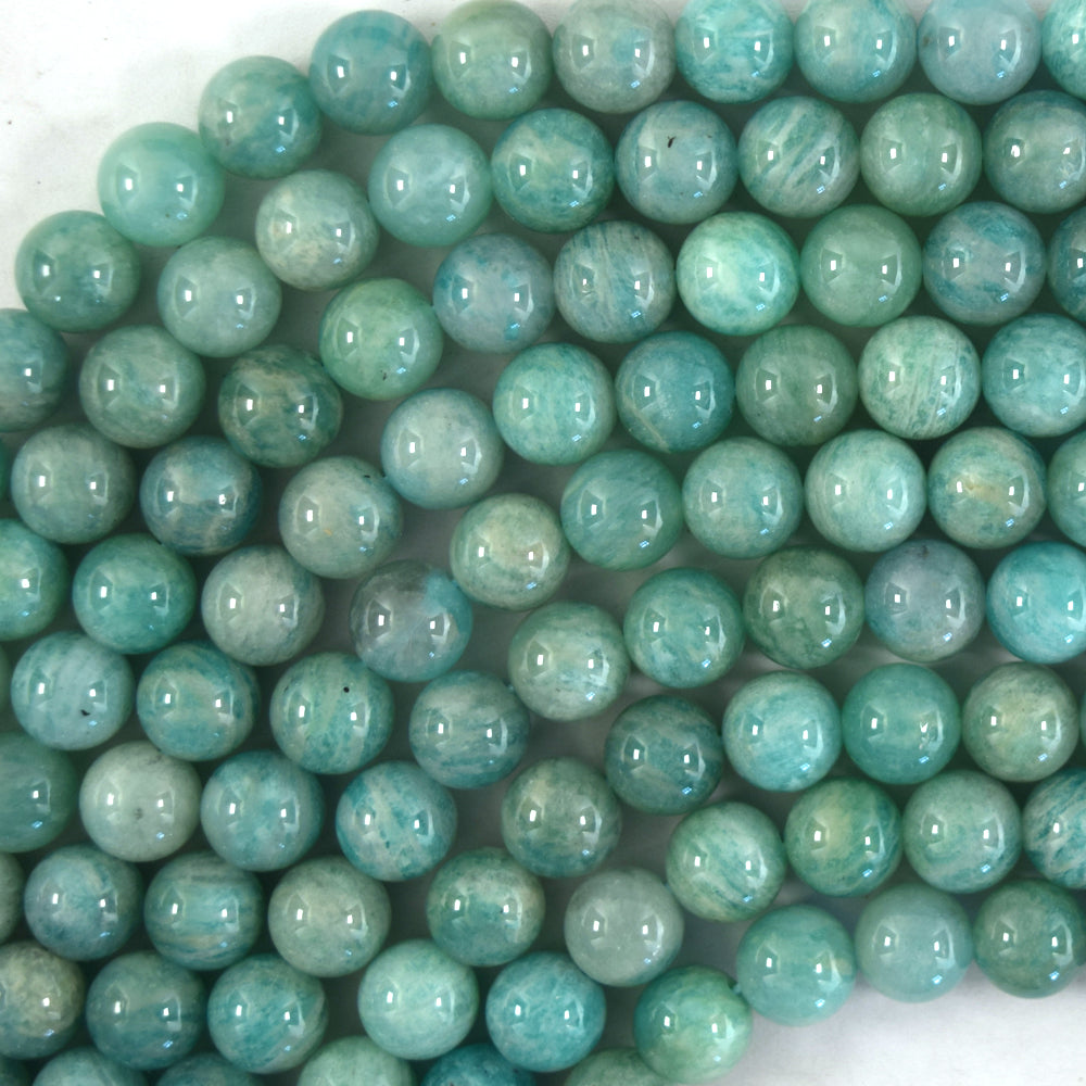 Natural African Green Amazonite Round Beads Gemstone 15" Strand 4mm 6mm 8mm 10mm - Eagle Beadz
