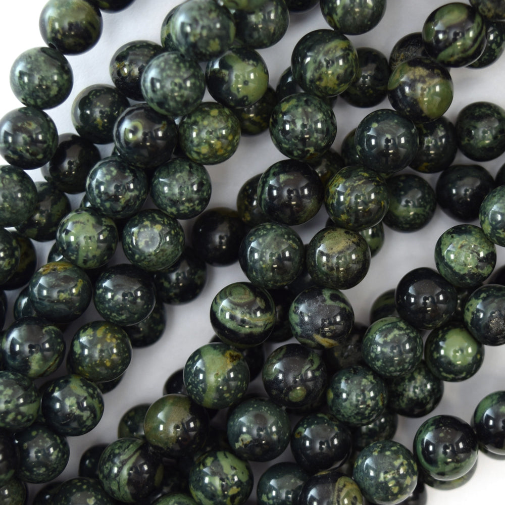 Natural Green Kambaba Jasper Round Beads 15" Strand 4mm 6mm 8mm 10mm 12mm - Eagle Beadz