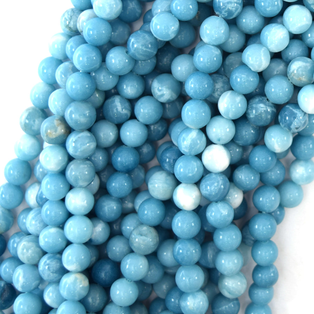 Blue Larimar Quartz Round Beads Gemstone 15" Strand 4mm 6mm 8mm 10mm 12mm S1 - Eagle Beadz