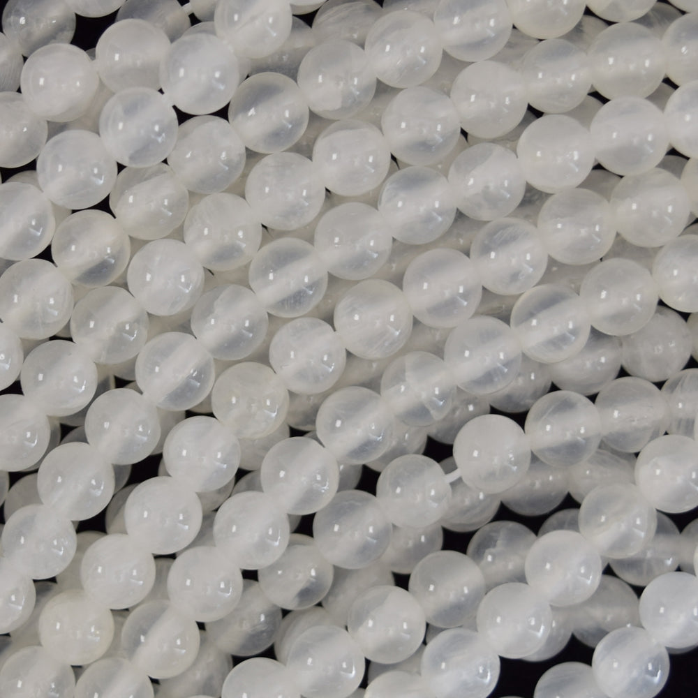 Natural White Selenite Round Beads Gemstone 15.5" strand 4mm 6mm 8mm 10mm 12mm - Eagle Beadz