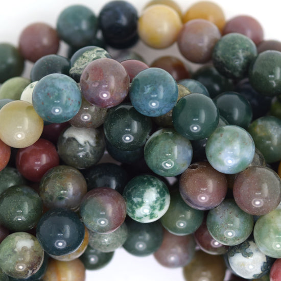 Natural Indian Agate Round Beads 15" Strand 4mm 6mm 8mm 10mm 12mm Fancy Jasper