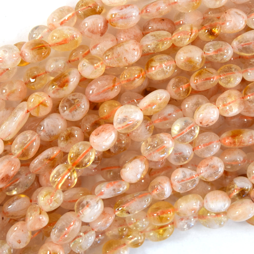 Natural Yellow Citrine Pebble Nugget Beads 15.5" Strand 6mm - 8mm, 8mm - 10mm S2 - Eagle Beadz