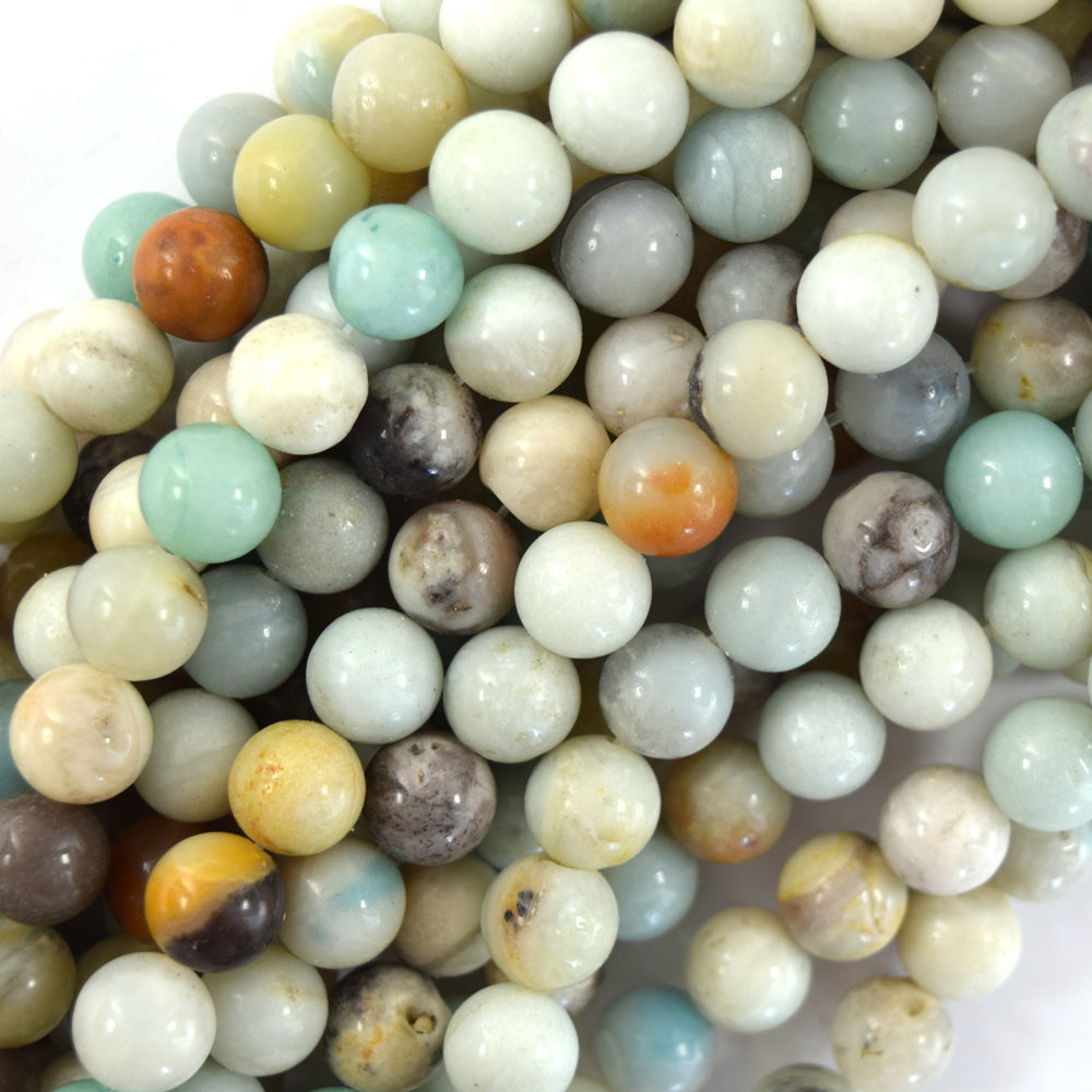 Natural Multicolor Amazonite Round Beads 15" Strand 4mm 6mm 8mm 10mm 12mm - Eagle Beadz