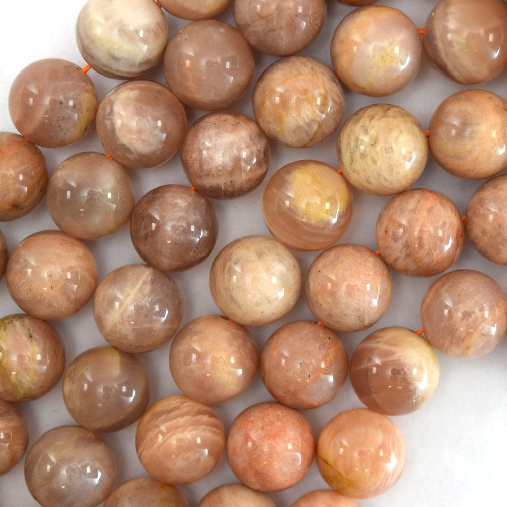 Natural Sunstone Round Beads Gemstone 15" Strand 4mm 6mm 8mm 10mm - Eagle Beadz