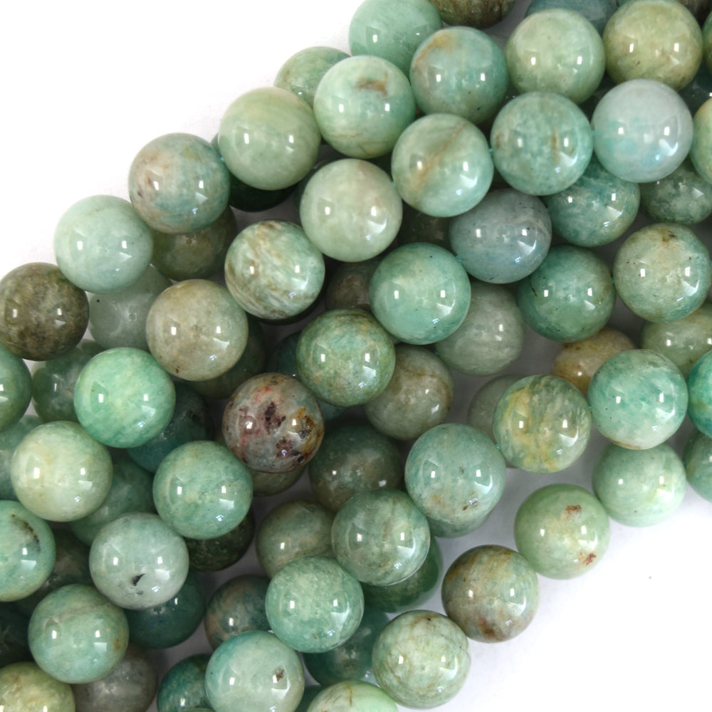 Natural Green Amazonite Round Beads Gemstone 15" Strand 6mm 8mm 10mm