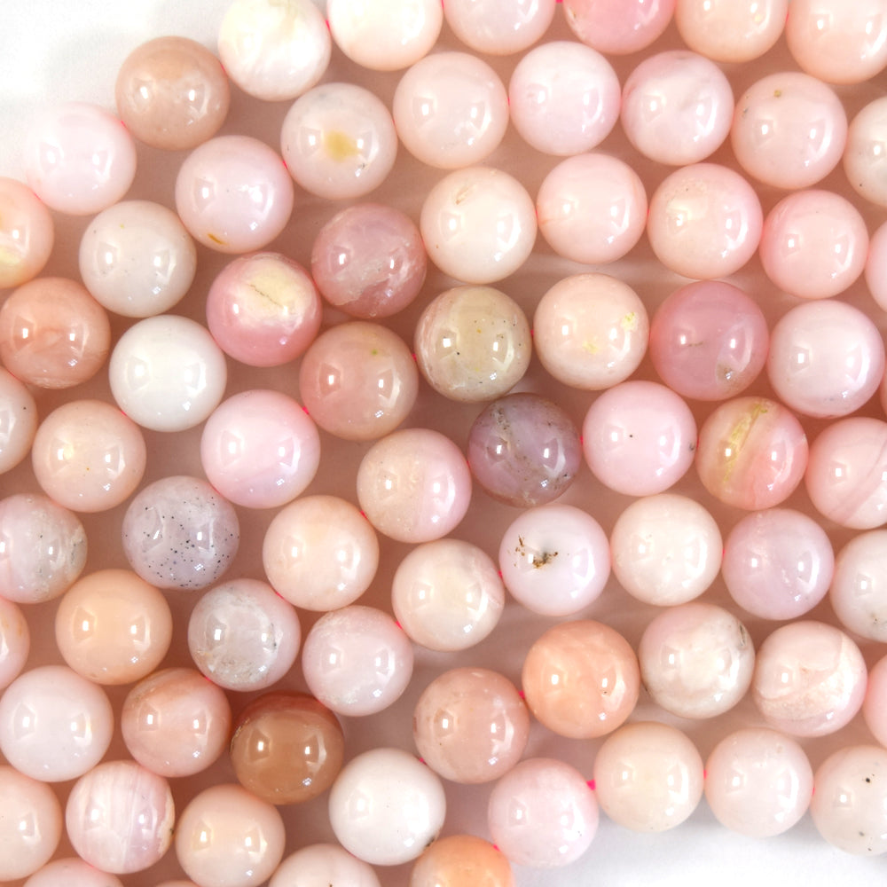 Natural Peruvian Pink Opal Round Beads Gemstone 15.5" Strand 4mm 6mm 8mm 10mm S1 - Eagle Beadz