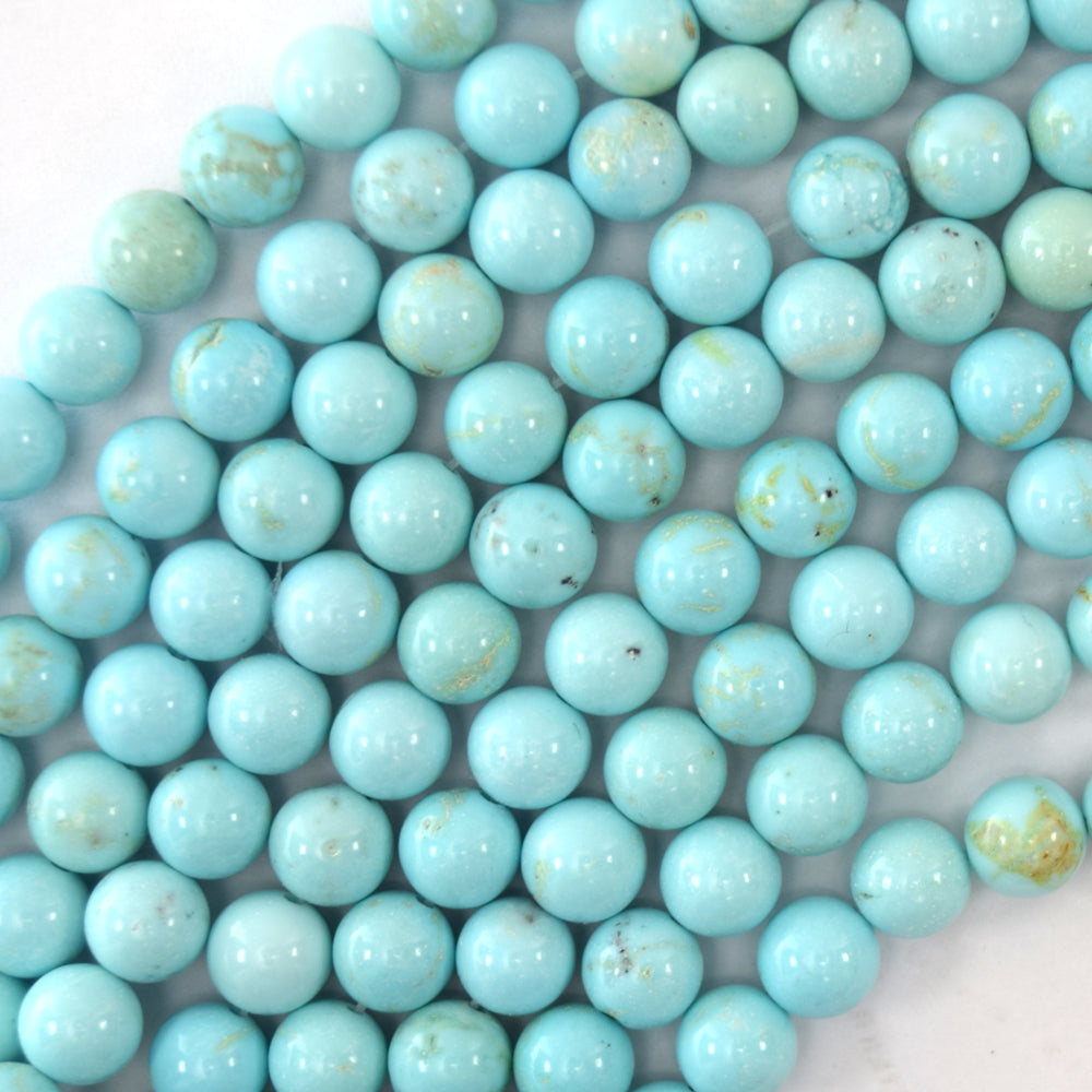 Cream Blue Turquoise Round Beads Gemstone 15.5" Strand 3mm 4mm 6mm 8mm 10mm 12mm - Eagle Beadz