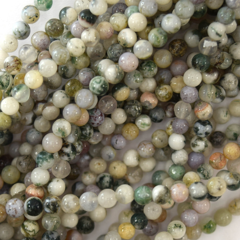 Natural Green White Tree Agate Round Beads Gemstone 15" Strand 6mm 8mm 10mm