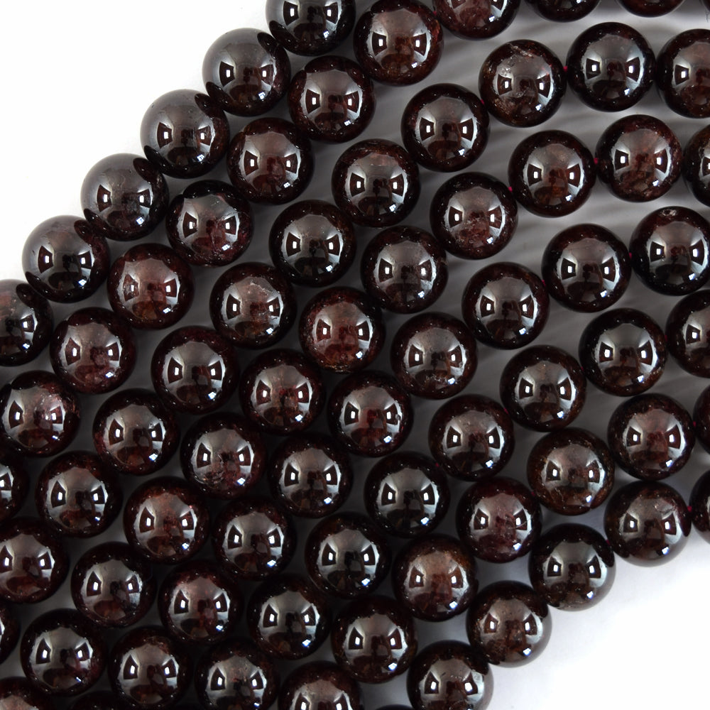 AA Natural Red Garnet Round Beads Gemstone 15" Strand 4mm 6mm 8mm 10mm - Eagle Beadz