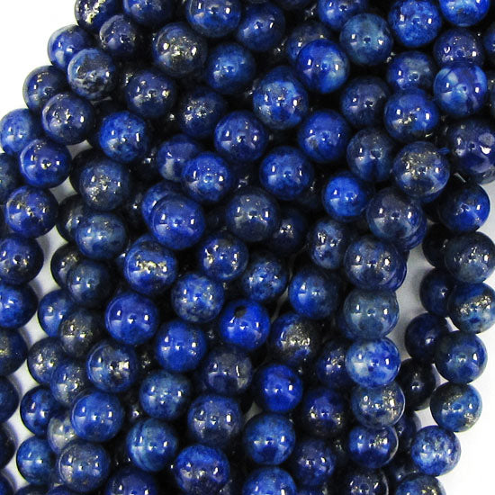 Blue Lapis Lazuli Round Beads 15" Strand 2mm 3mm 4mm 6mm 8mm 10mm 12mm 14mm - Eagle Beadz