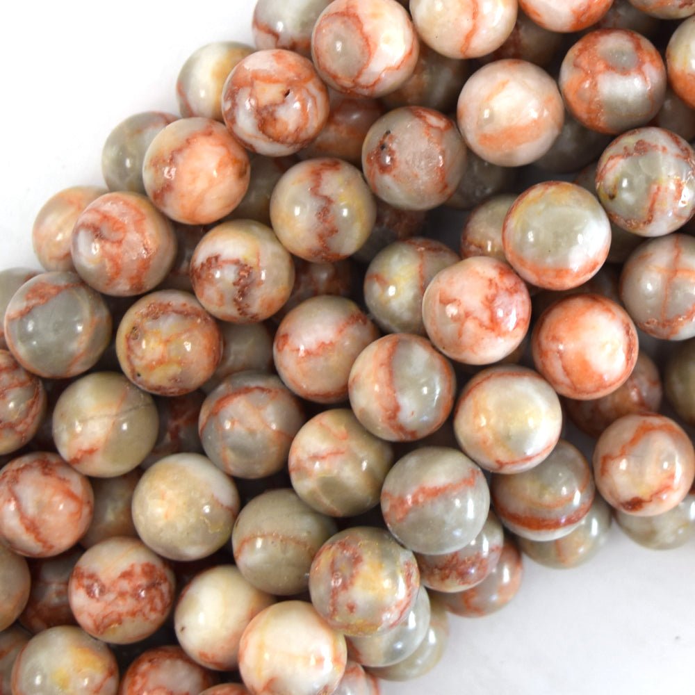 Natural Red Spider Web Jasper Round Beads Gemstone 15" Strand 6mm 8mm 10mm - Eagle Beadz