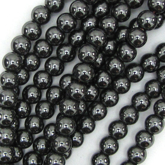 Natural Black Hematite Round Beads 15" Strand 2mm 3mm 4mm 6mm 8mm 10mm 12mm - Eagle Beadz