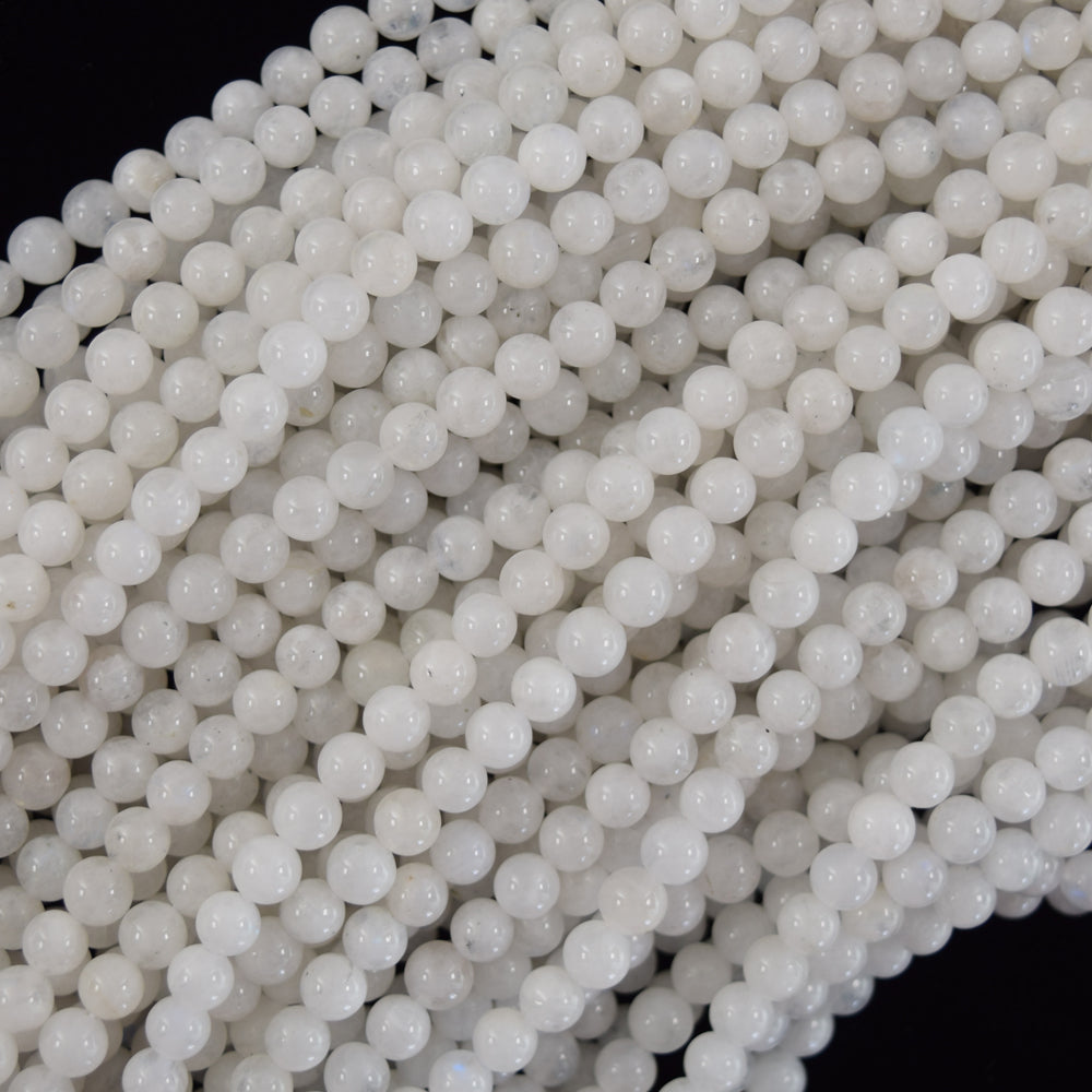 Natural White Moonstone Round Beads 15.5" Strand 4mm 6mm 8mm 10mm S1 - Eagle Beadz