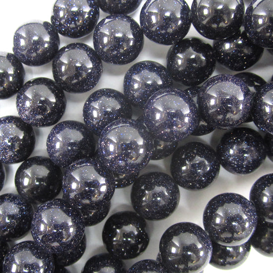 Blue Goldstone Round Beads Gemstone 14.5" Strand Sandstone 4mm 6mm 8mm 10mm - Eagle Beadz