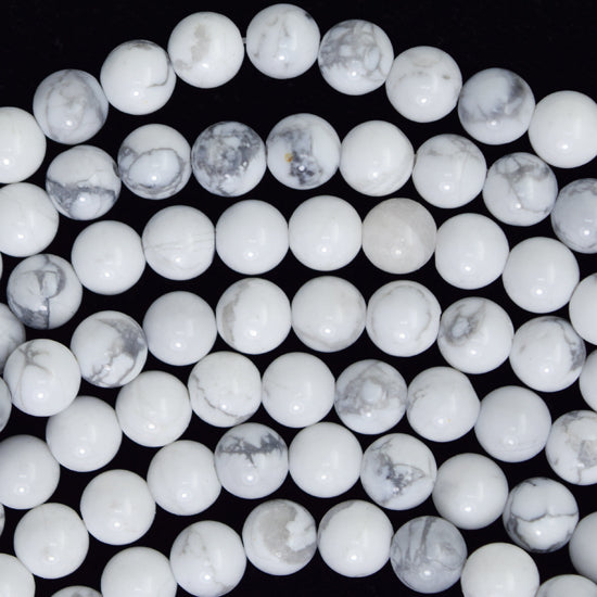 Natural White Howlite Round Beads Gemstone 15" Strand 4mm 6mm 8mm 10mm 12mm - Eagle Beadz