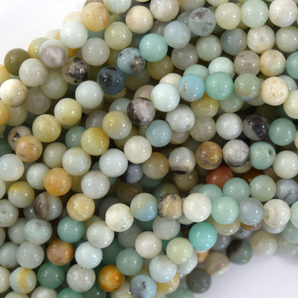 Natural Multicolor Amazonite Round Beads 15" Strand 4mm 6mm 8mm 10mm 12mm - Eagle Beadz