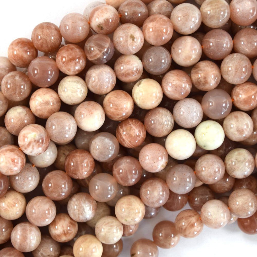 Natural Sunstone Round Beads Gemstone 15" Strand 4mm 6mm 8mm 10mm - Eagle Beadz