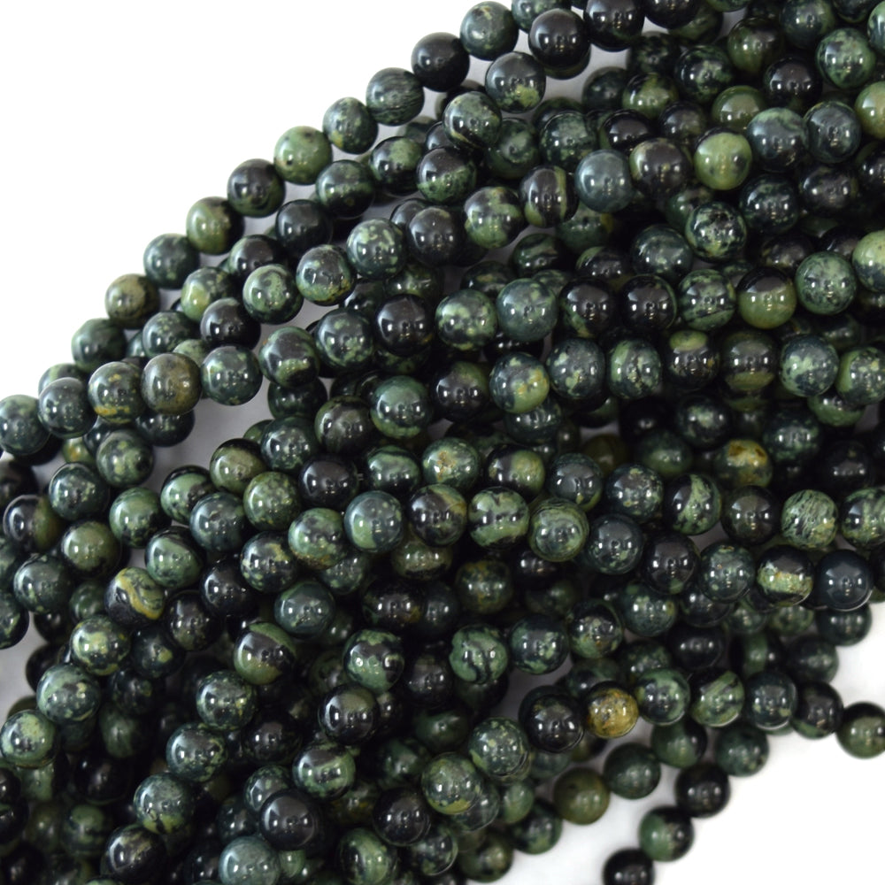Natural Green Kambaba Jasper Round Beads 15" Strand 4mm 6mm 8mm 10mm 12mm - Eagle Beadz