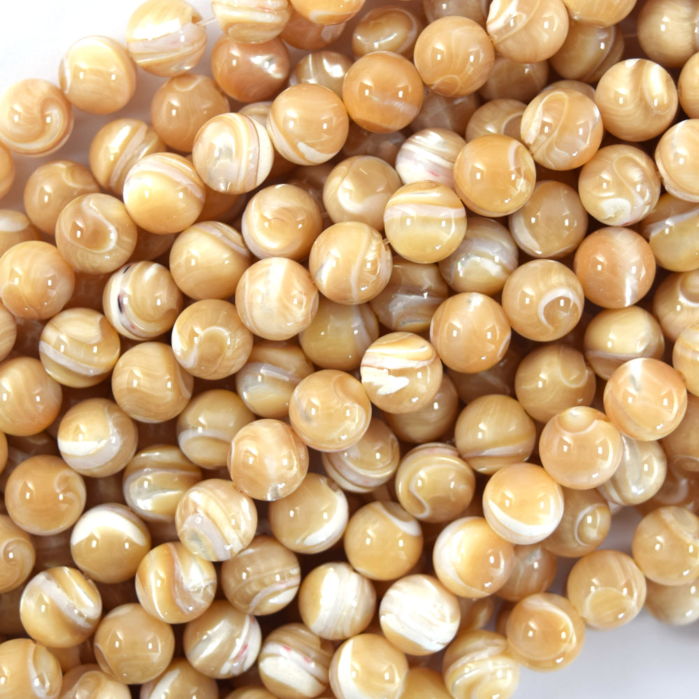Natural Mother of Pearl MOP Round Beads 15.5" Strand 3mm 4mm 6mm 8mm 10mm - Eagle Beadz