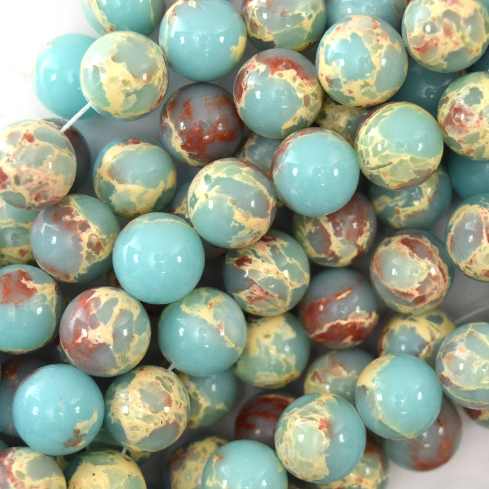 Synthetic Blue Sea Sediment Jasper Round Beads 15" 4mm 6mm 8mm 10mm 12mm - Eagle Beadz
