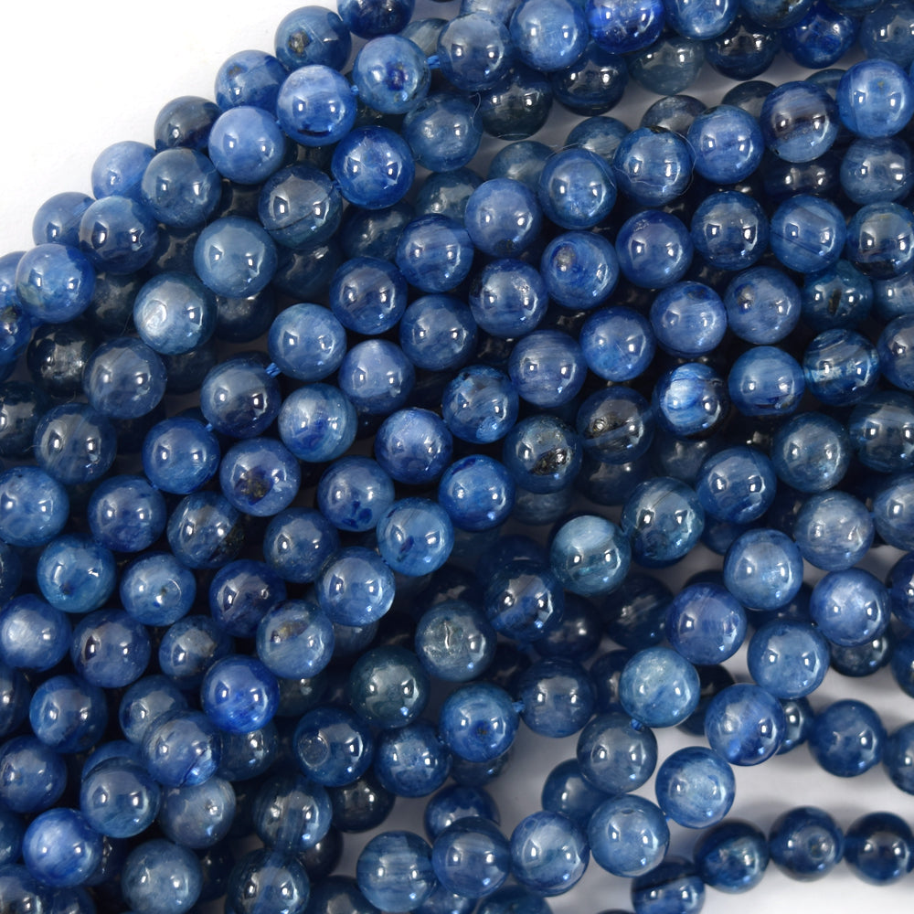 AA Blue Kyanite Round Beads Gemstone 15.5" Strand 4mm 6mm 8mm - Eagle Beadz