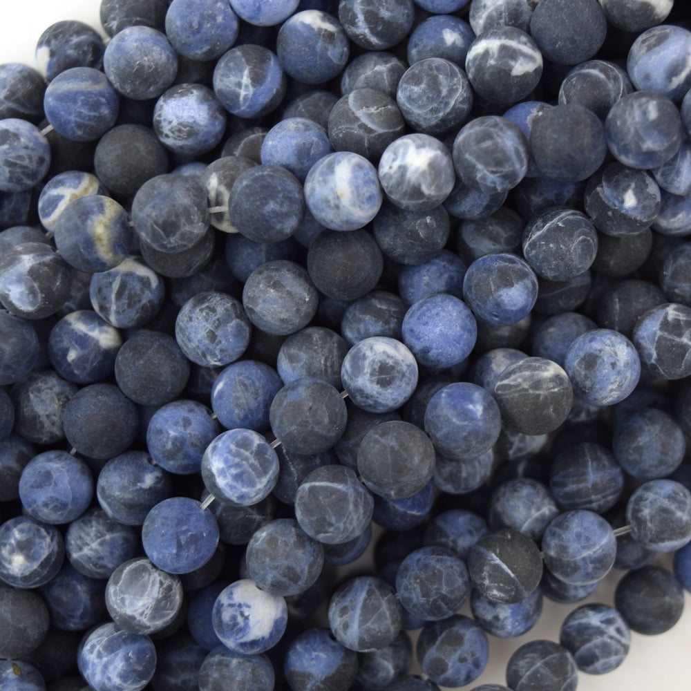 Natural Matte Blue Sodalite Round Beads Gemstone 15.5" Strand 4mm 6mm 8mm 10mm - Eagle Beadz