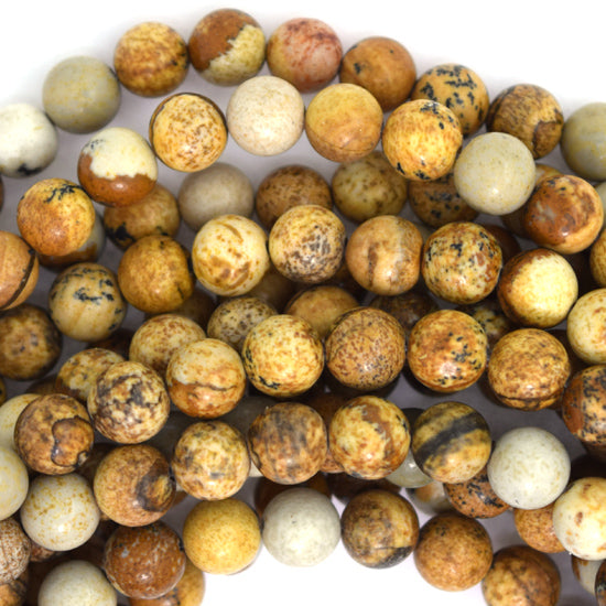 Natural Picture Jasper Round Beads Gemstone 15" Strand 4mm 6mm 8mm 10mm 12mm - Eagle Beadz
