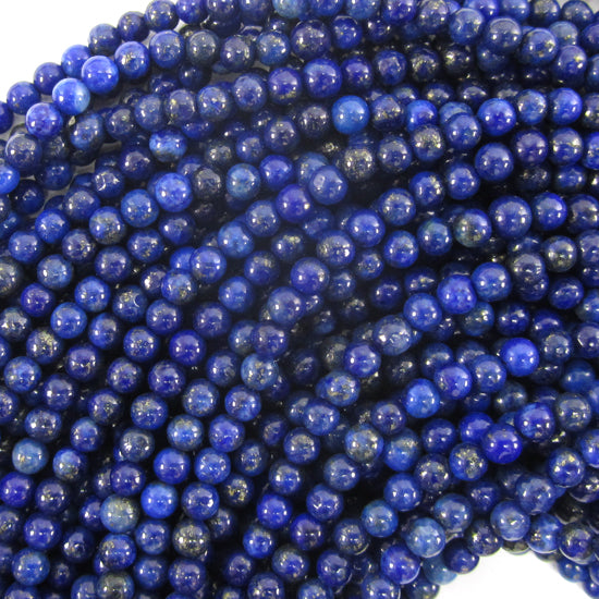 Blue Lapis Lazuli Round Beads 15" Strand 2mm 3mm 4mm 6mm 8mm 10mm 12mm 14mm - Eagle Beadz