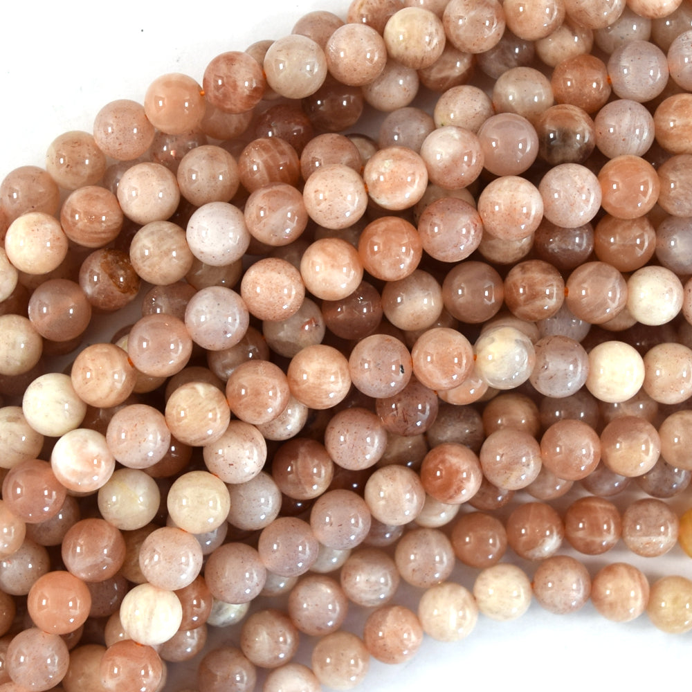 Natural Sunstone Round Beads Gemstone 15" Strand 4mm 6mm 8mm 10mm - Eagle Beadz